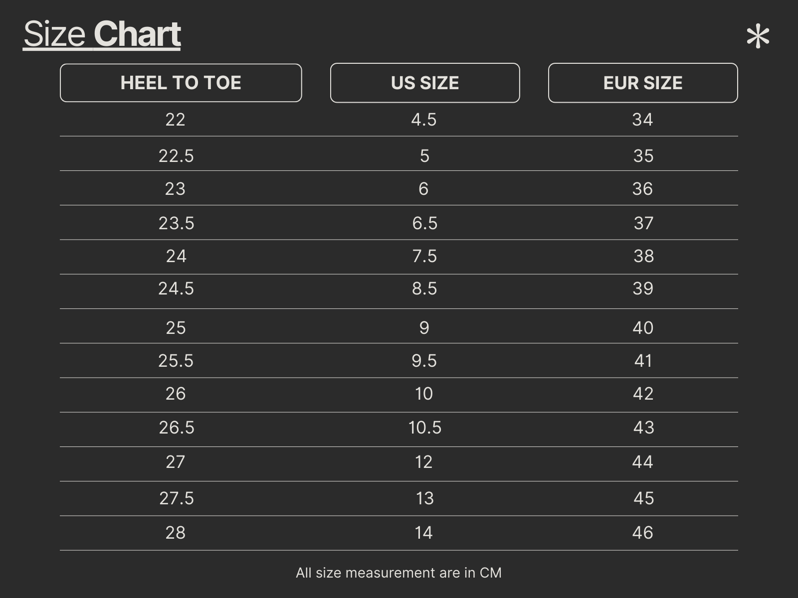 Size Chart