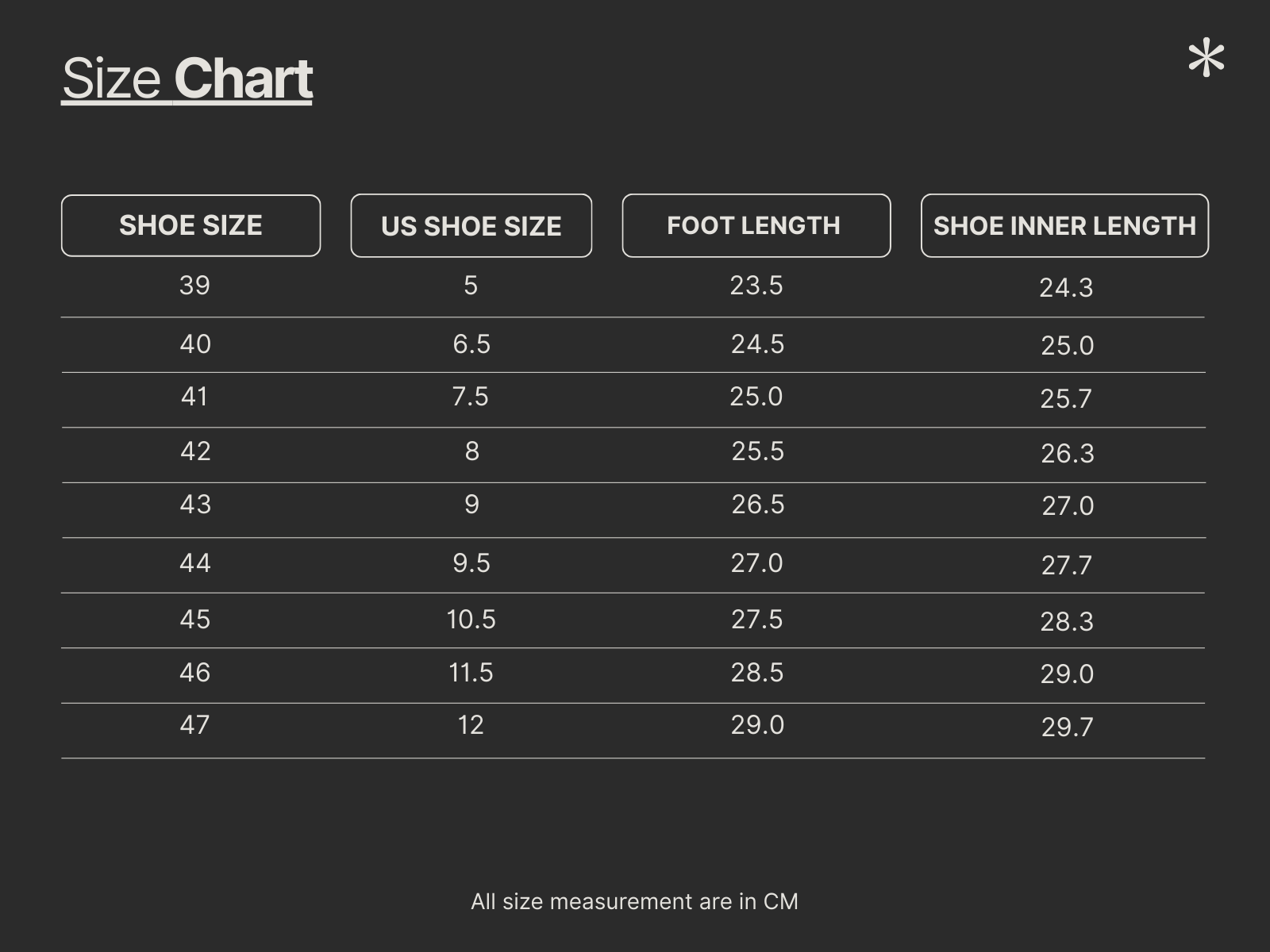 Size Chart
