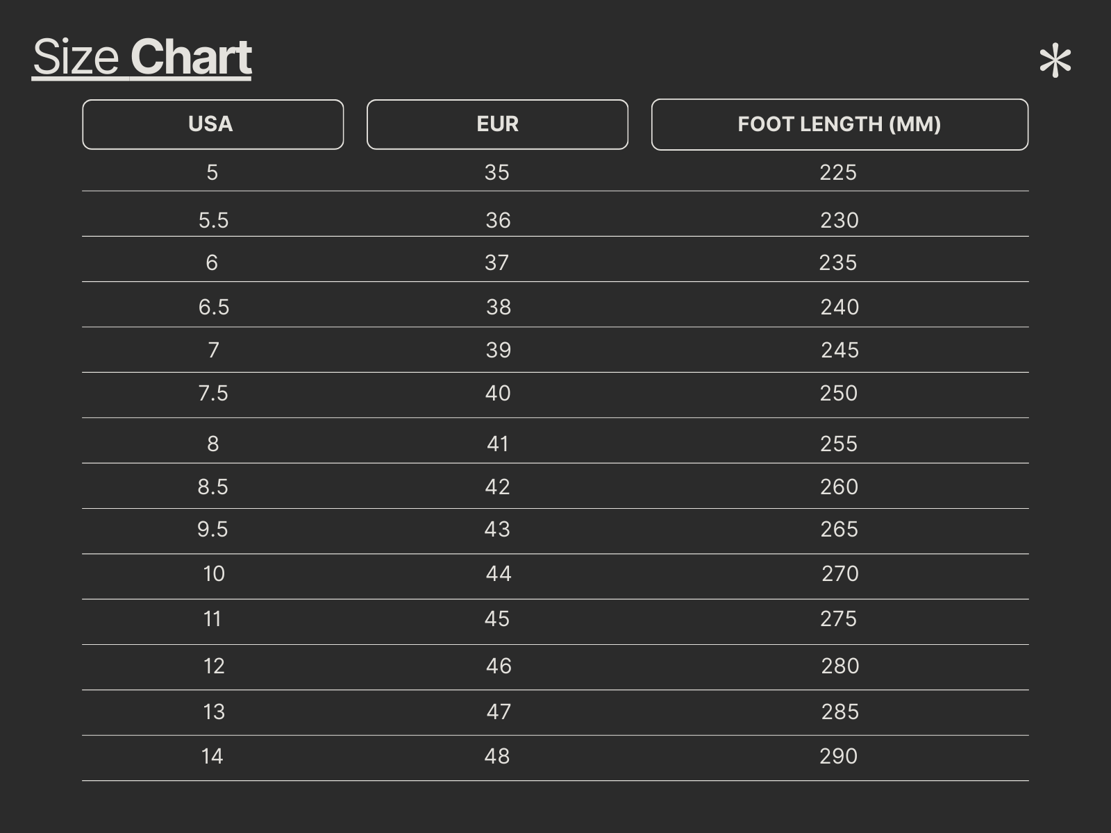 Size Chart