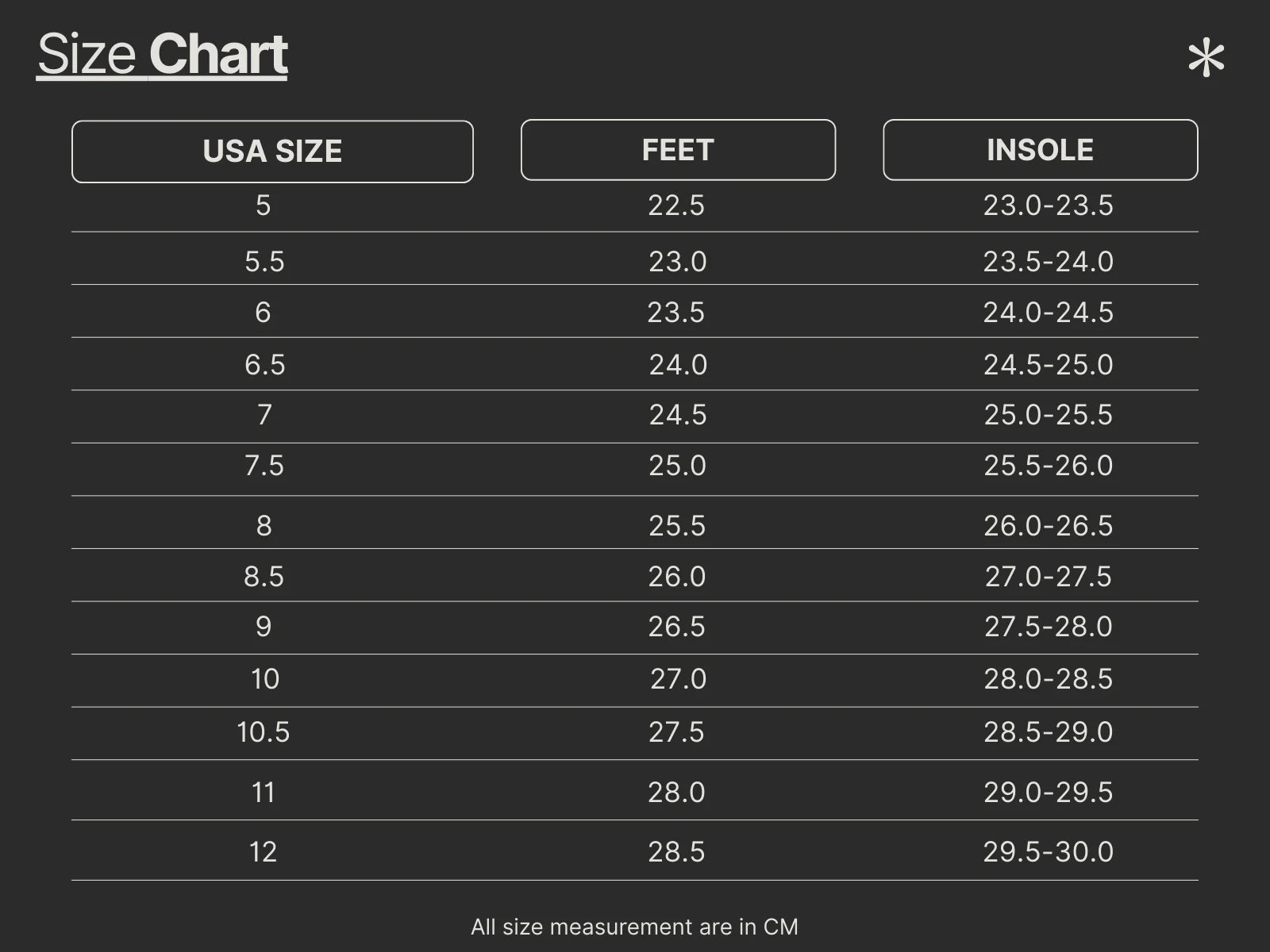 Size Chart
