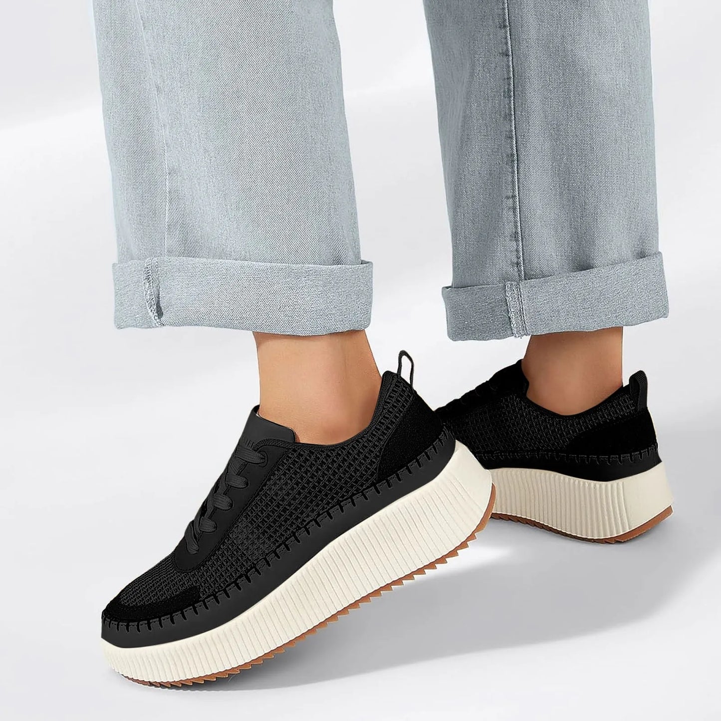 Women’s Thick-Bottom Casual Sneakers – Breathable, Stylish & Waterproof