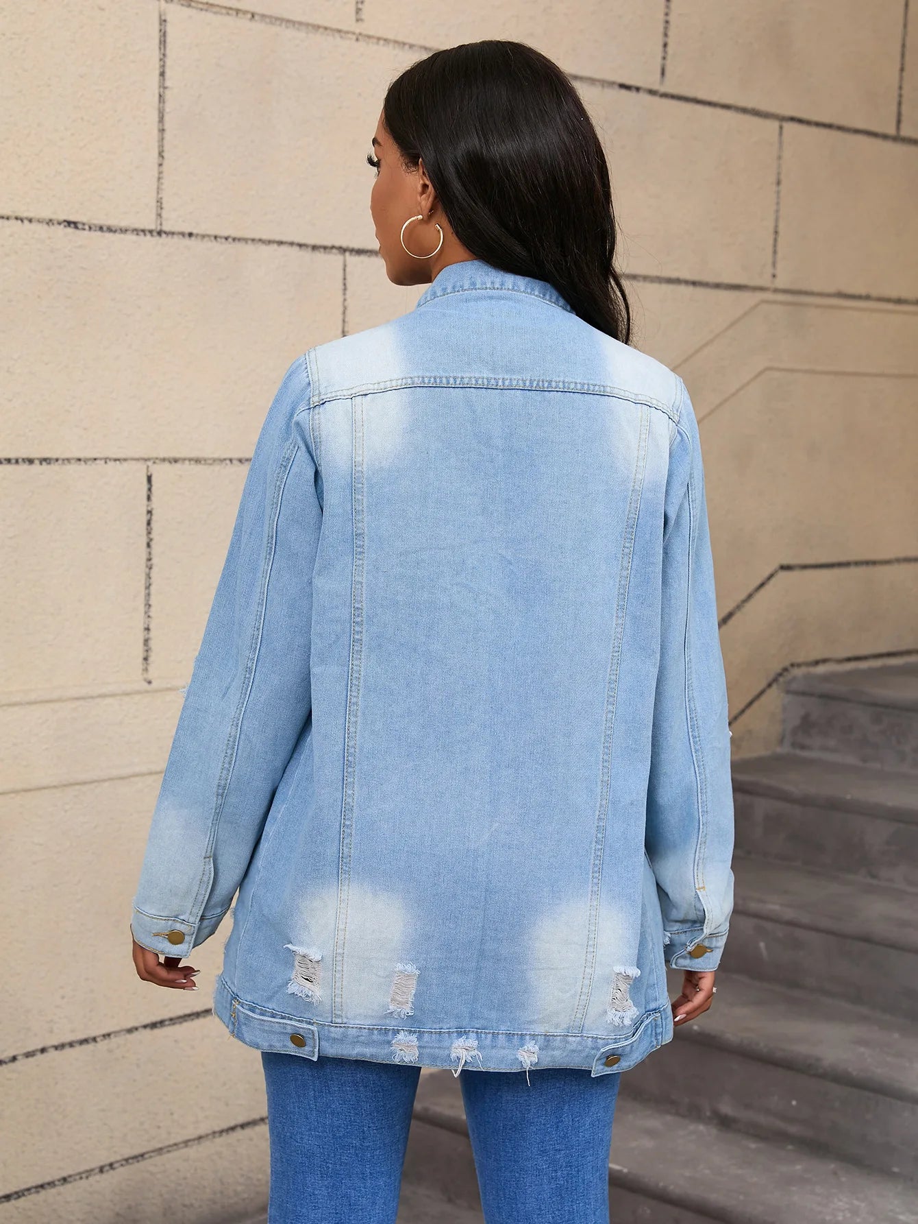 Women’s Mid-Length Denim Coat – Y2K Streetwear Style