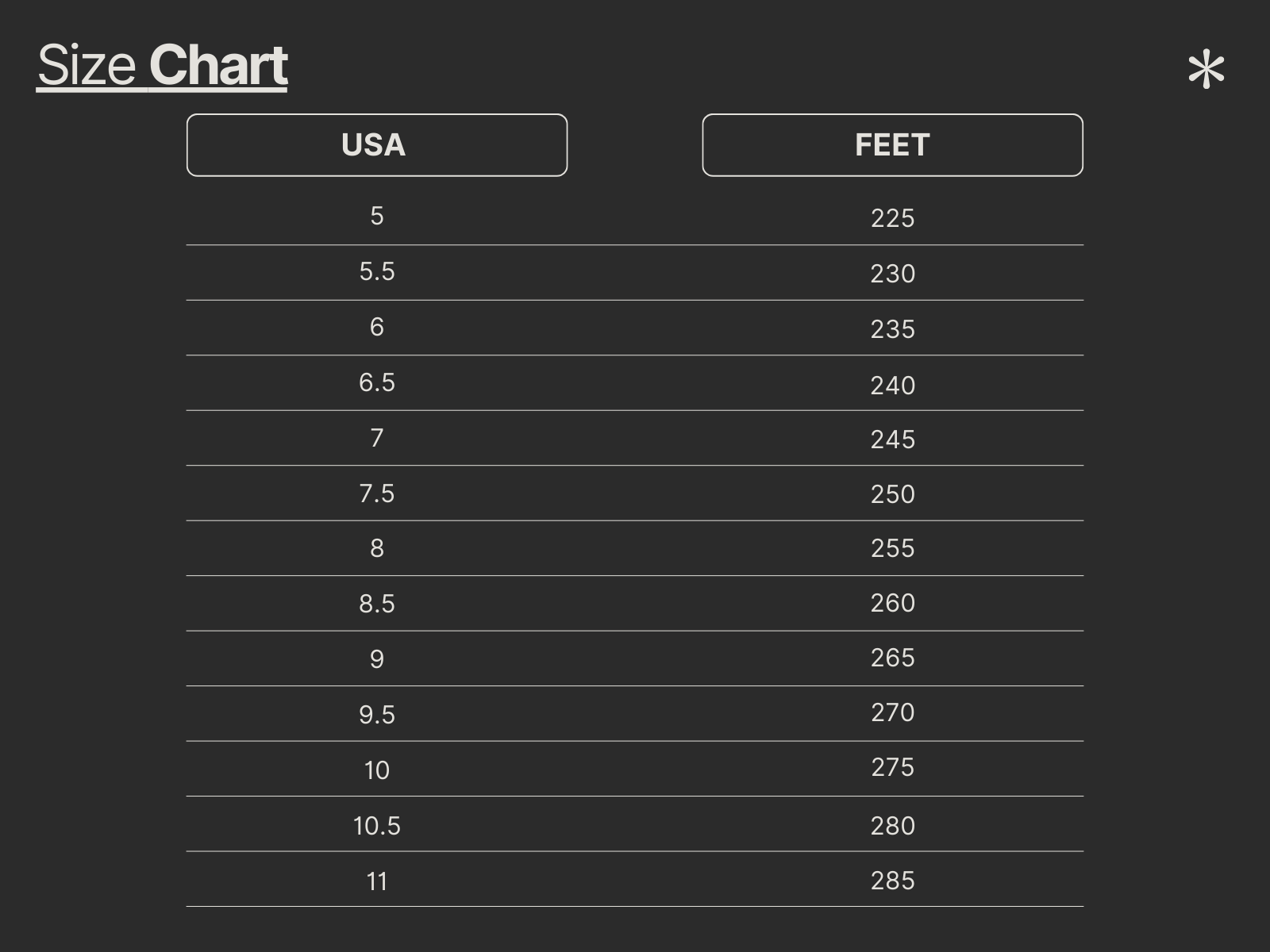 Size Chart