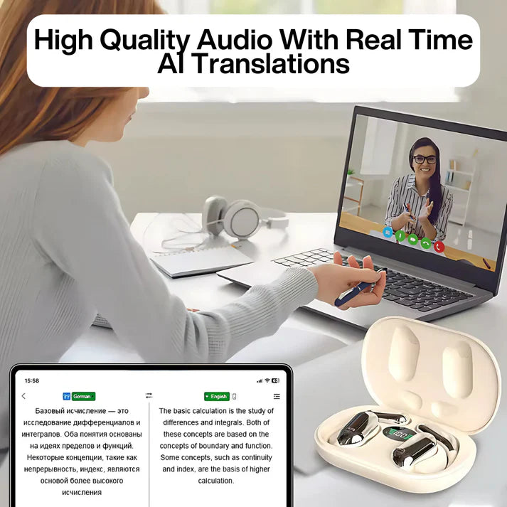 3-in-1 AI Translator Earbuds – Real-Time Language Translation & Wireless Audio