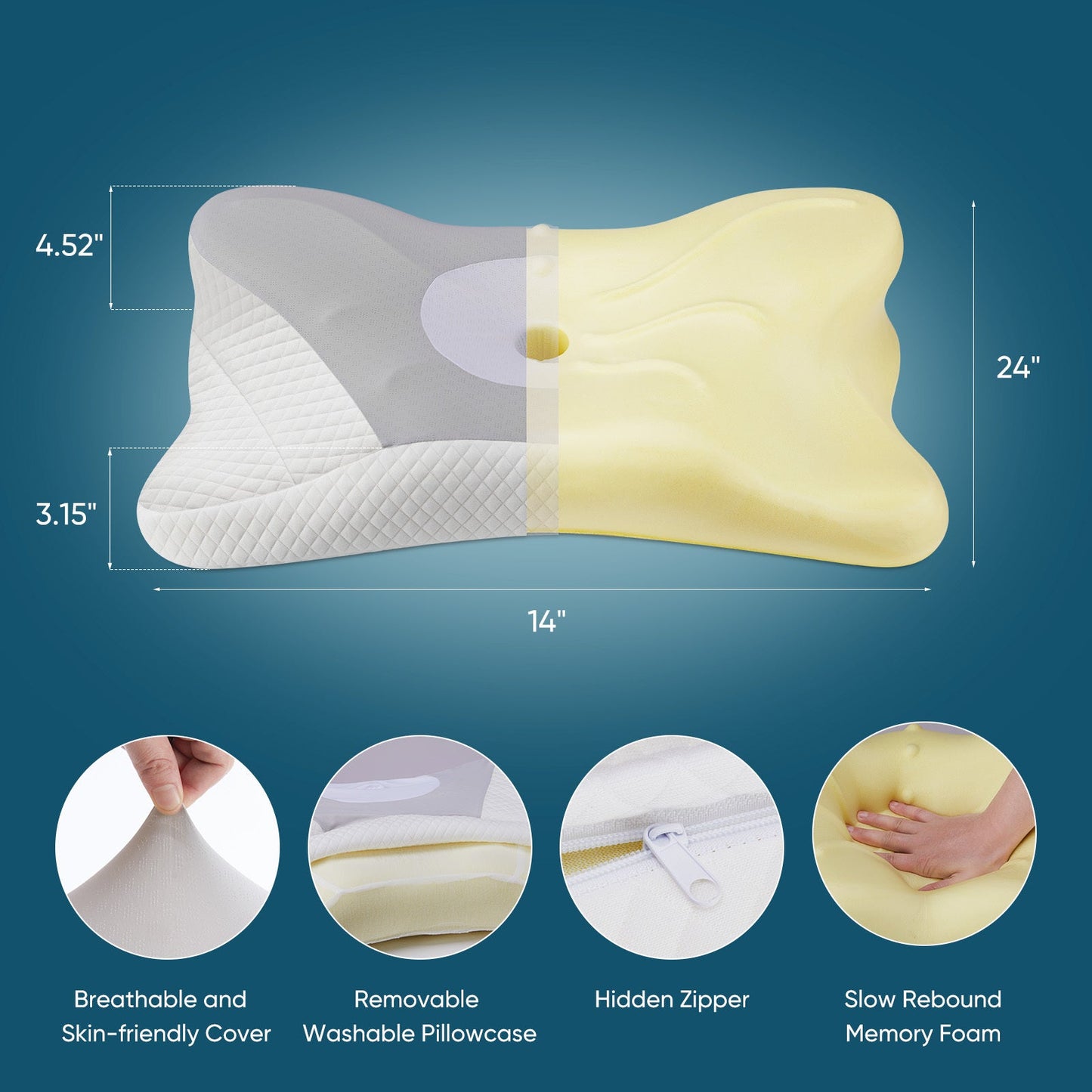 Ergonomic Memory Foam Neck Pillow – Cervical Support for Superior Sleep