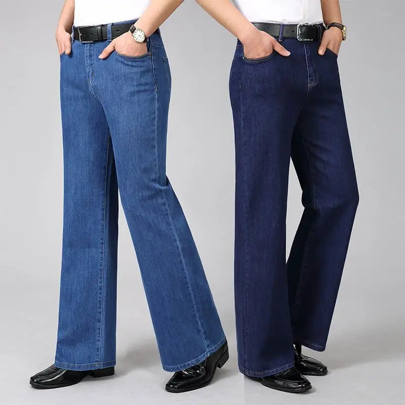 Men’s 90s Vintage Flare Jeans – Distressed Wash Loose Fit Streetwear Denim Pants