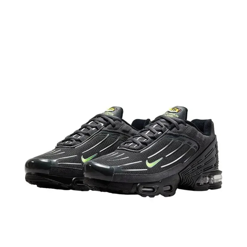 Nike Air Max Plus Tn 3 Sneakers – Cushioned Running Shoes in Bright Black & Fluorescent Green