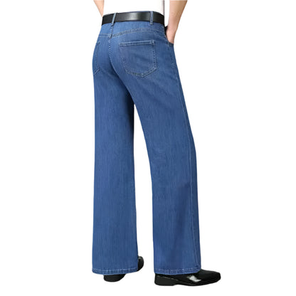 Men’s 90s Vintage Flare Jeans – Distressed Wash Loose Fit Streetwear Denim Pants