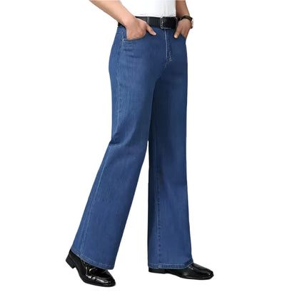 Men’s 90s Vintage Flare Jeans – Distressed Wash Loose Fit Streetwear Denim Pants