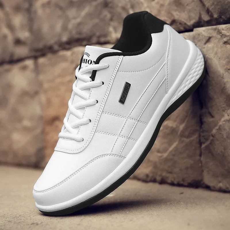 Men’s Waterproof Leather Sneakers – Height Boost & All-Day Comfort