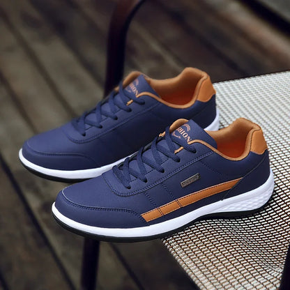 Men’s Waterproof Leather Sneakers – Height Boost & All-Day Comfort