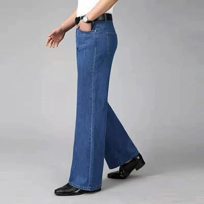 Men’s 90s Vintage Flare Jeans – Distressed Wash Loose Fit Streetwear Denim Pants