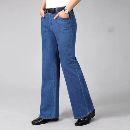 Men’s 90s Vintage Flare Jeans – Distressed Wash Loose Fit Streetwear Denim Pants