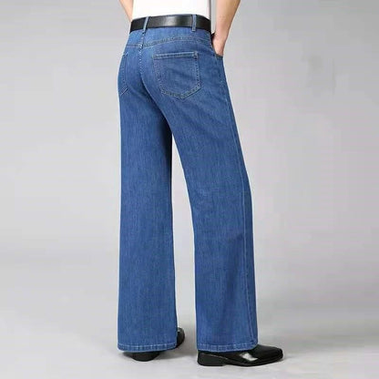 Men’s 90s Vintage Flare Jeans – Distressed Wash Loose Fit Streetwear Denim Pants