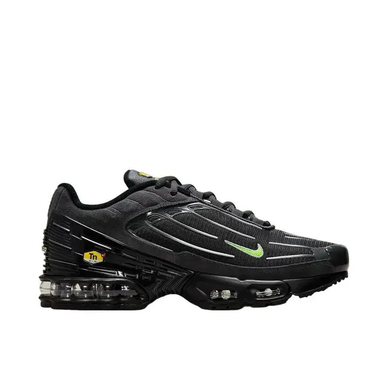 Nike Air Max Plus Tn 3 Sneakers – Cushioned Running Shoes in Bright Black & Fluorescent Green