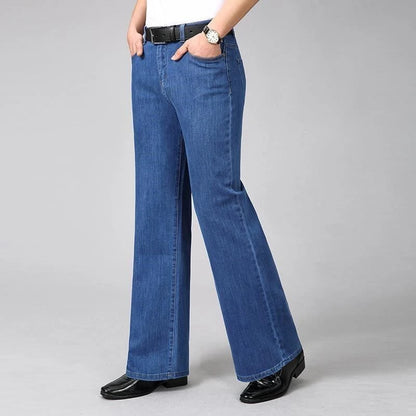 Men’s 90s Vintage Flare Jeans – Distressed Wash Loose Fit Streetwear Denim Pants