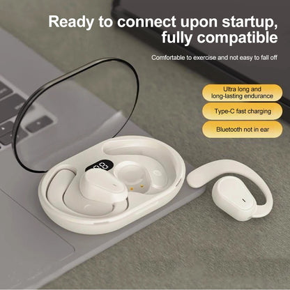 Wireless Ear Hook Earphones with Mic & LED Display