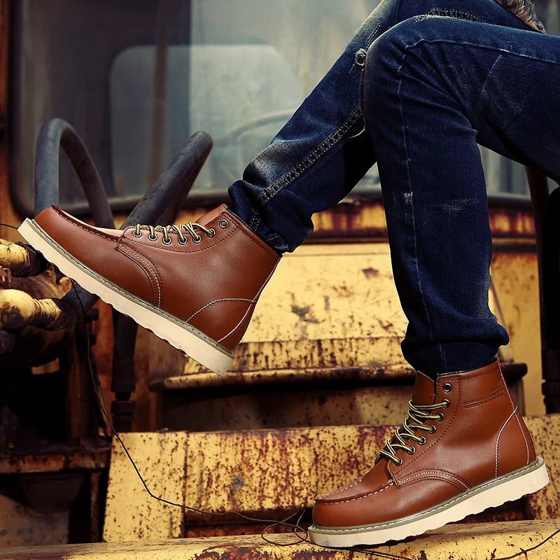 Men’s Red Vintage Motorcycle Boots – Rugged. Bold. Unapologetic.