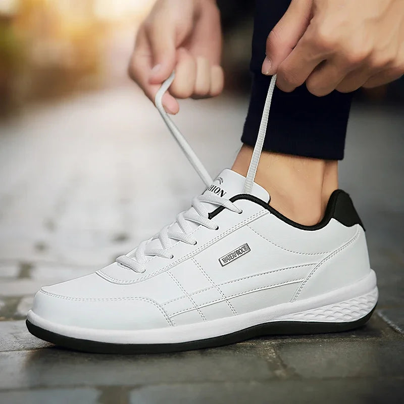 Men’s Waterproof Leather Sneakers – Height Boost & All-Day Comfort