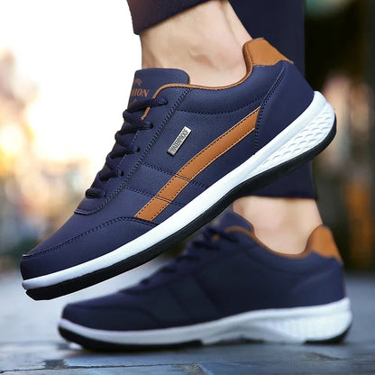 Men’s Waterproof Leather Sneakers – Height Boost & All-Day Comfort