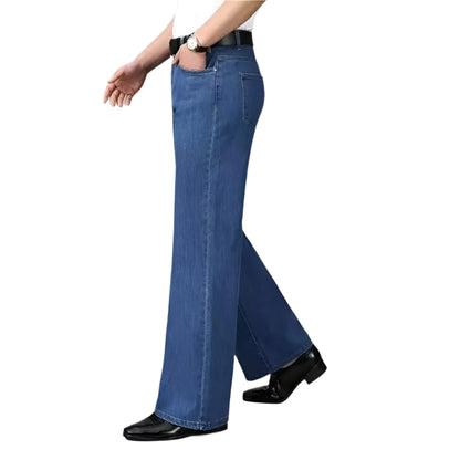 Men’s 90s Vintage Flare Jeans – Distressed Wash Loose Fit Streetwear Denim Pants