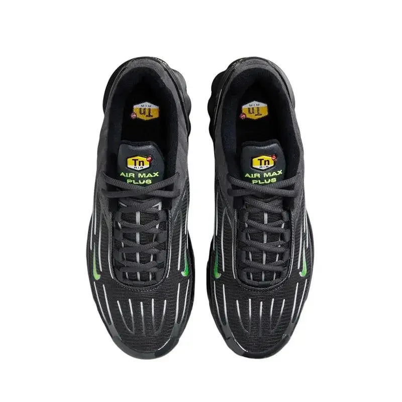 Nike Air Max Plus Tn 3 Sneakers – Cushioned Running Shoes in Bright Black & Fluorescent Green
