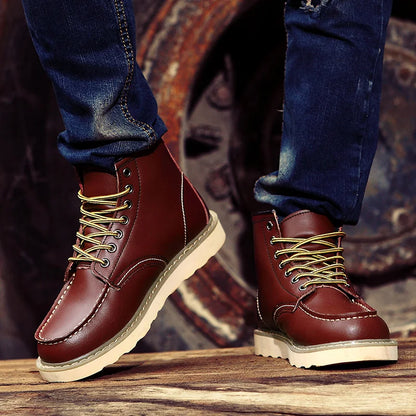 Men’s Red Vintage Motorcycle Boots – Rugged. Bold. Unapologetic.