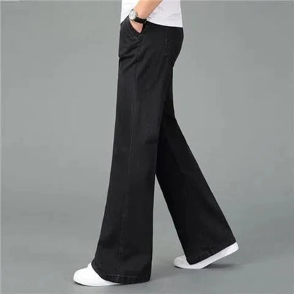 Men’s 90s Vintage Flare Jeans – Distressed Wash Loose Fit Streetwear Denim Pants
