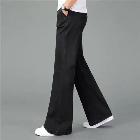 Men’s 90s Vintage Flare Jeans – Distressed Wash Loose Fit Streetwear Denim Pants