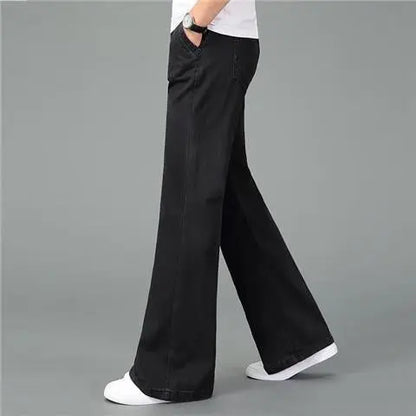 Men’s 90s Vintage Flare Jeans – Distressed Wash Loose Fit Streetwear Denim Pants